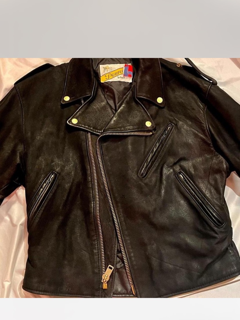 Schott NYC Black Leather Bomber Varsity Jacket